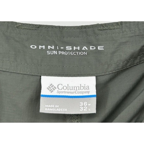 Columbia PFG Omni Shade Sun Protection Outdoor Pants Green Men's Size 36x32 - Picture 4 of 6